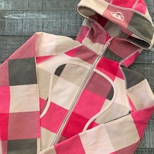 Lululemon Pink Plaid Scuba Hooded Jacket